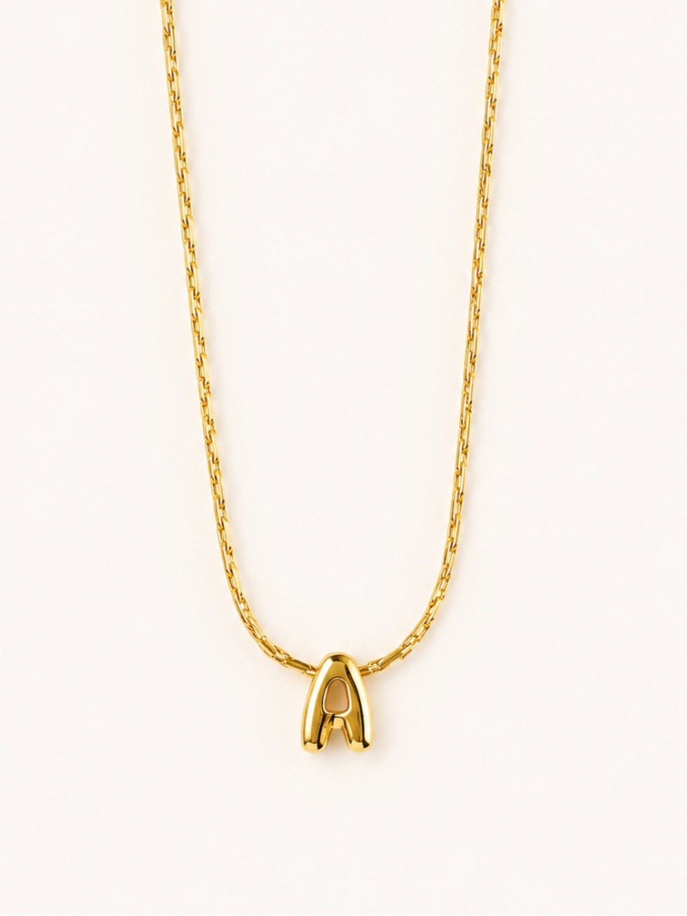 18K Gold Plated Letter “A” - Snake Chain Minimalist Bubble Monogram Necklace